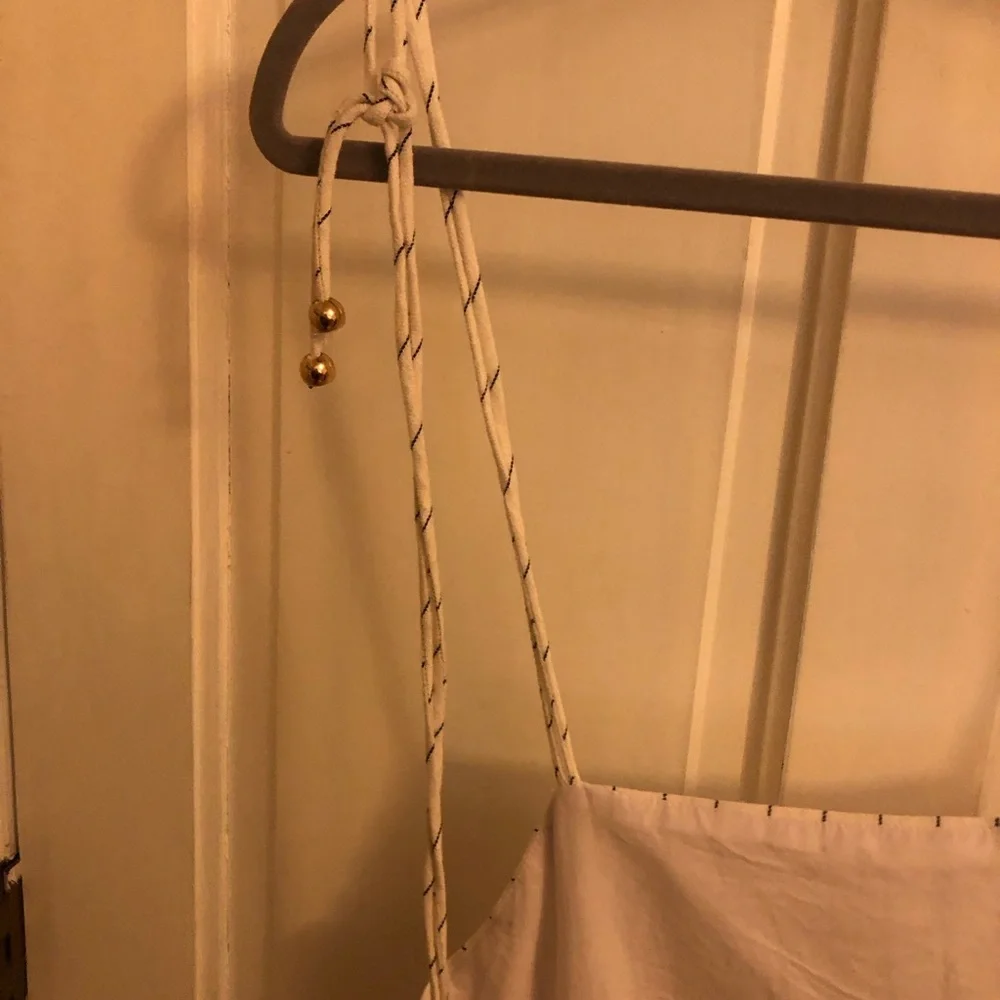 Sabo Skirt Dress Strapless White and Blue Wrap Skirt - Picture 9 of 13